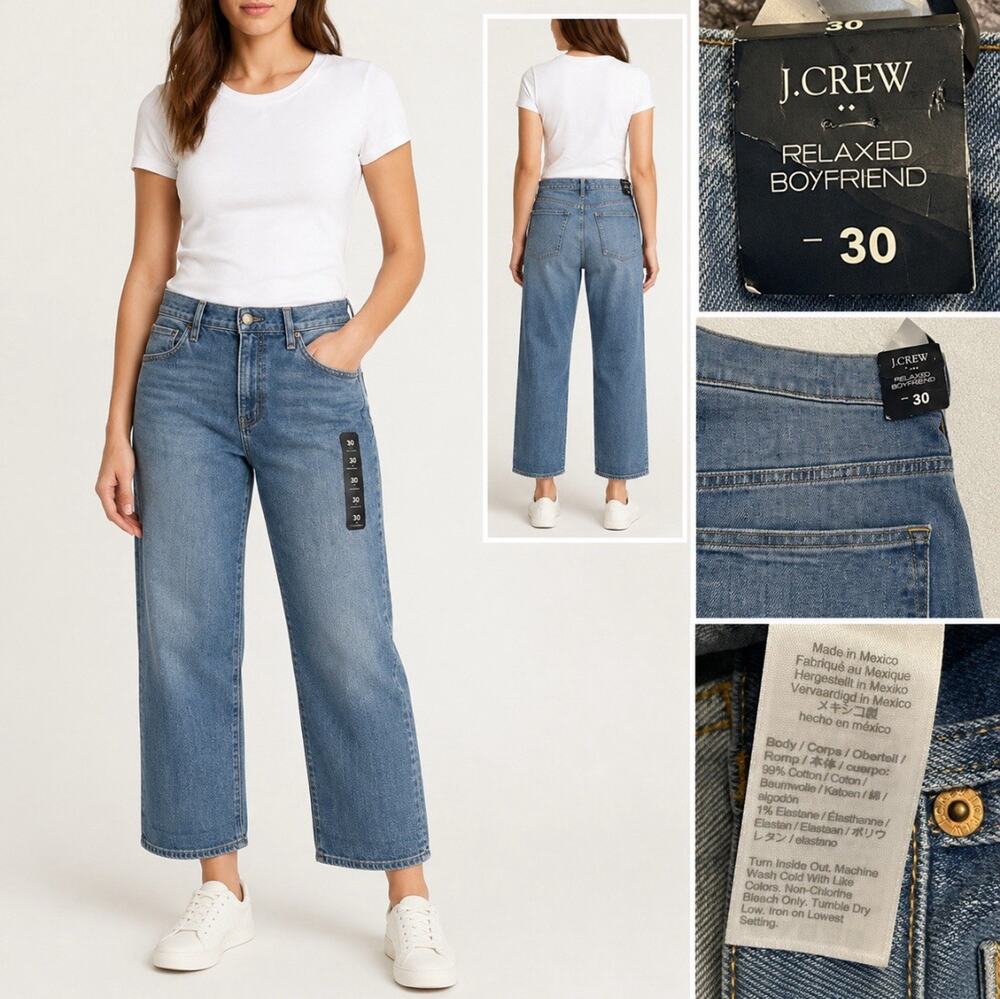 NWT J.Crew Women's Relaxed Boyfriend Jeans Size 30 Light Wash Denim